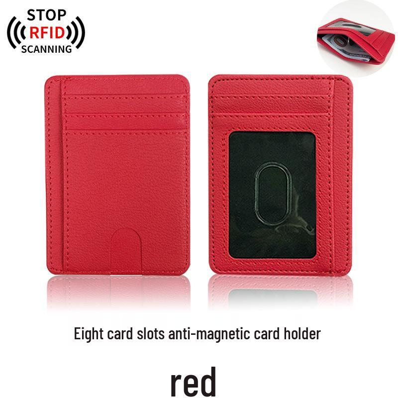 RFID Anti-Demagnetization Card Holder - Unisex PU Multi-Card Slot Sleeve