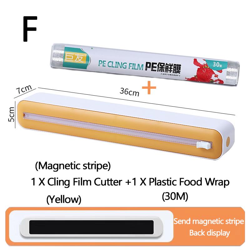Plastic Wrap Dispenser with Slide Cutter Reusable Food Wrap Cutter Household Cling Film Cutter Refillable Cling Film Dispenser