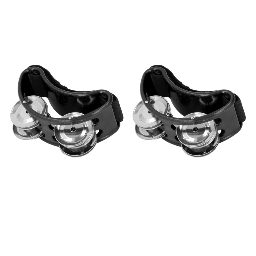 2PCS Foot Tambourine Percussion Musical Instrument Percussion Pedal for Concert Party Black