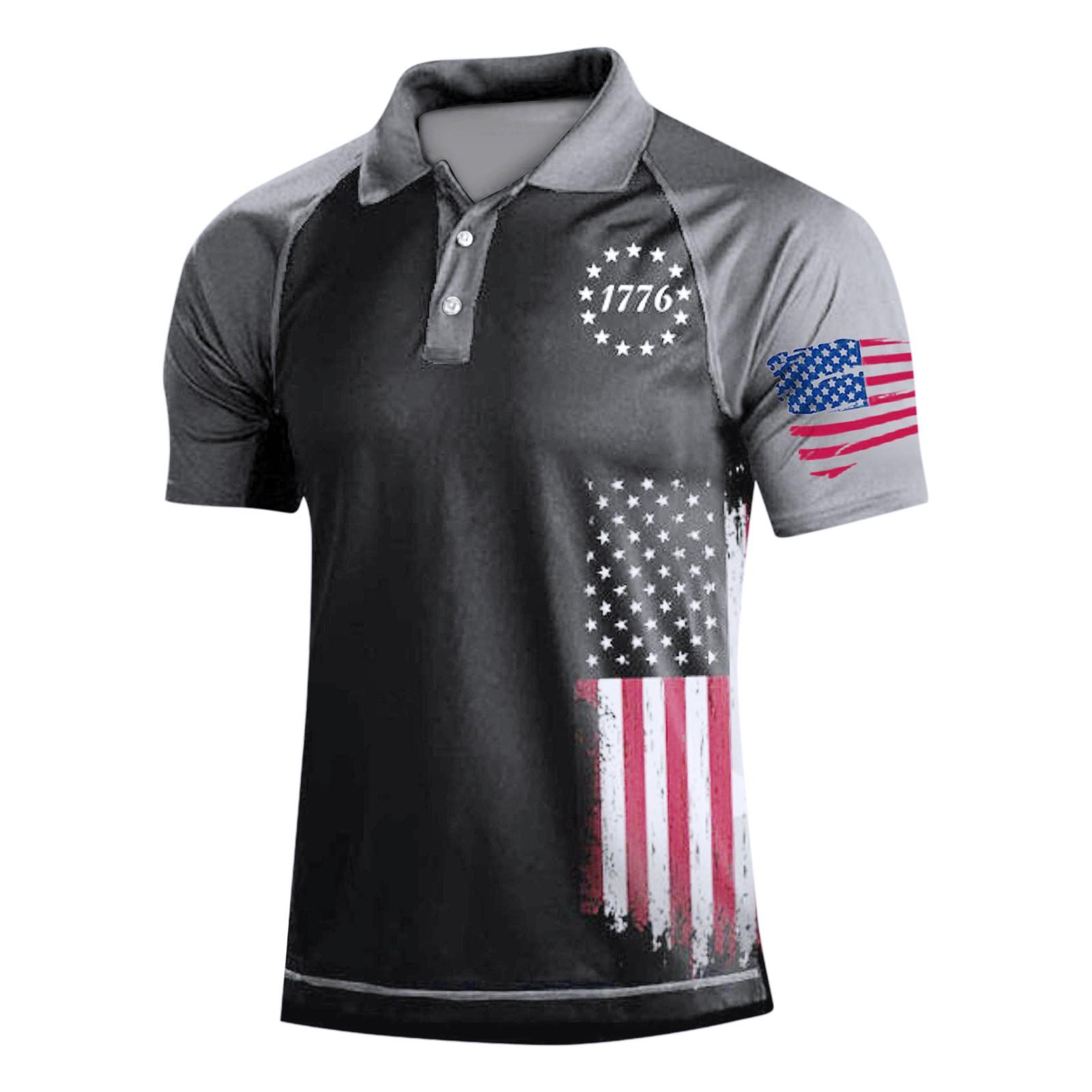 

Мужская рубашка с коротким рукавом и принтом «День независимости» с тремя пуговицами, мужская рубашка с регланами XXXL