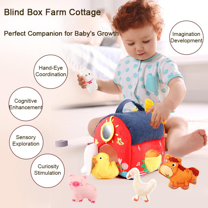 Montessori Sensory Farmhouse With Surprise Barn - Plush Animal Toy Set & Tactile Activities For Infants 6M+ To Toddlers 3 Years