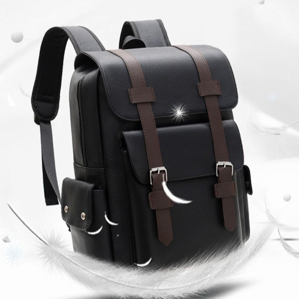 Large Capacity PU Leather Backpack Waterproof Travel Bag Computer Bag  Business Travel