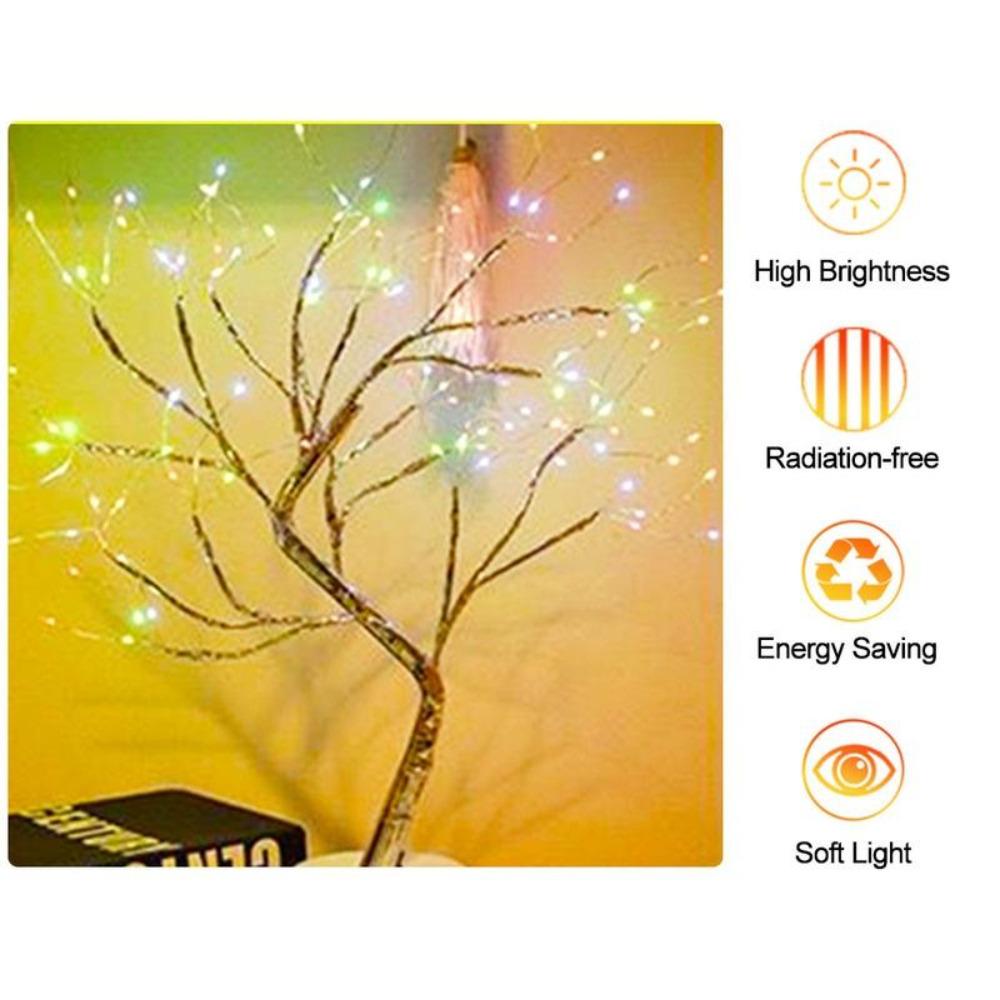 LED Night Light Mini Christmas Tree Copper Wire Garland Lamp For Kids Home Bedroom Decoration Decor Fairy Light USB powered