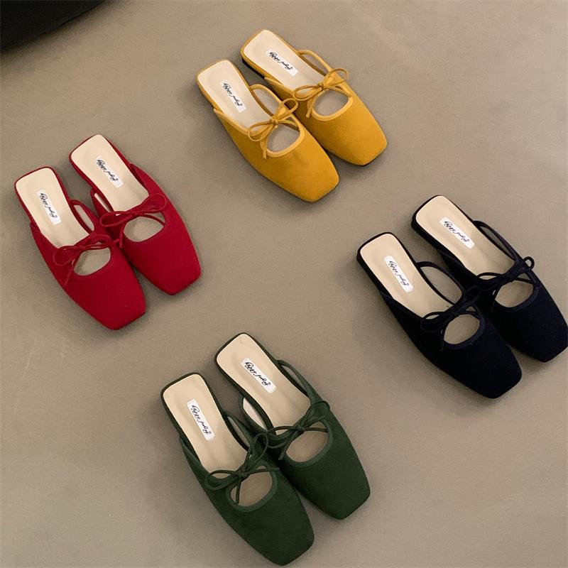 Fashion Bailamos 2025 Summer Women Flat Slippers Fashion Round Toe Slip On Mules Shoes Soft Flat Heel Outdoor Casual Dress Sandal Shoes