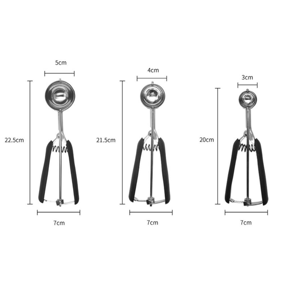 3pcs set Trigger Release Ice Cream Scoop Set Stainless Steel Stainless Steel Scoop Food Preparation чёрный