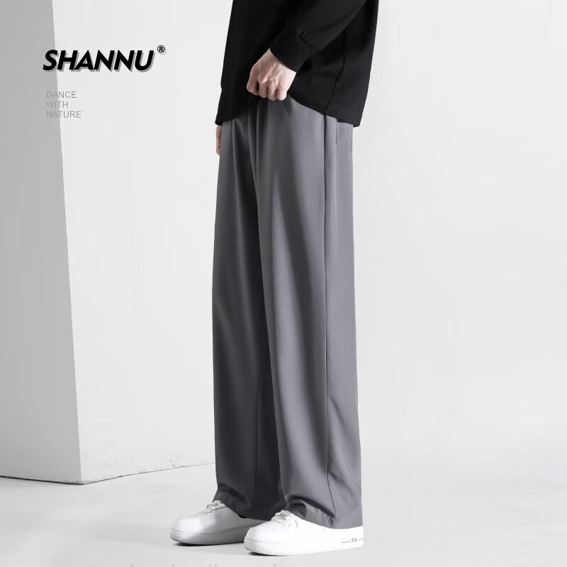 

SHANNU Men s Loose Straight Wide-Leg Casual Pants L