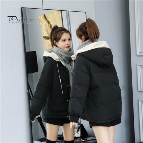 Dámský bavlněný kabát s vycpávkou, kapucí, šňůrkou na stažení, dlouhý rukáv, jednobarevný kabátek kabátek s velkými kapsami, volný střih na zip, prošívané oblečení