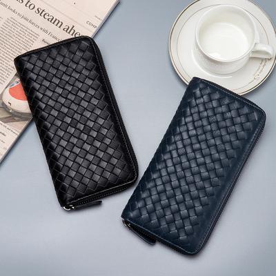 Nouveau Portefeuille Long Classique Tissé à la Main Portefeuille pour Femmes Grande Capacité Pochette Zippée pour Hommes