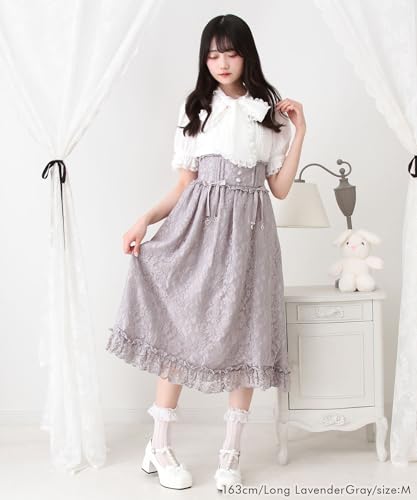 Choose your favorite lace frill ribbon skirt, long, lavender gray, size 3L, mass-produced, landmine style, sickly cute, Yumetenbo