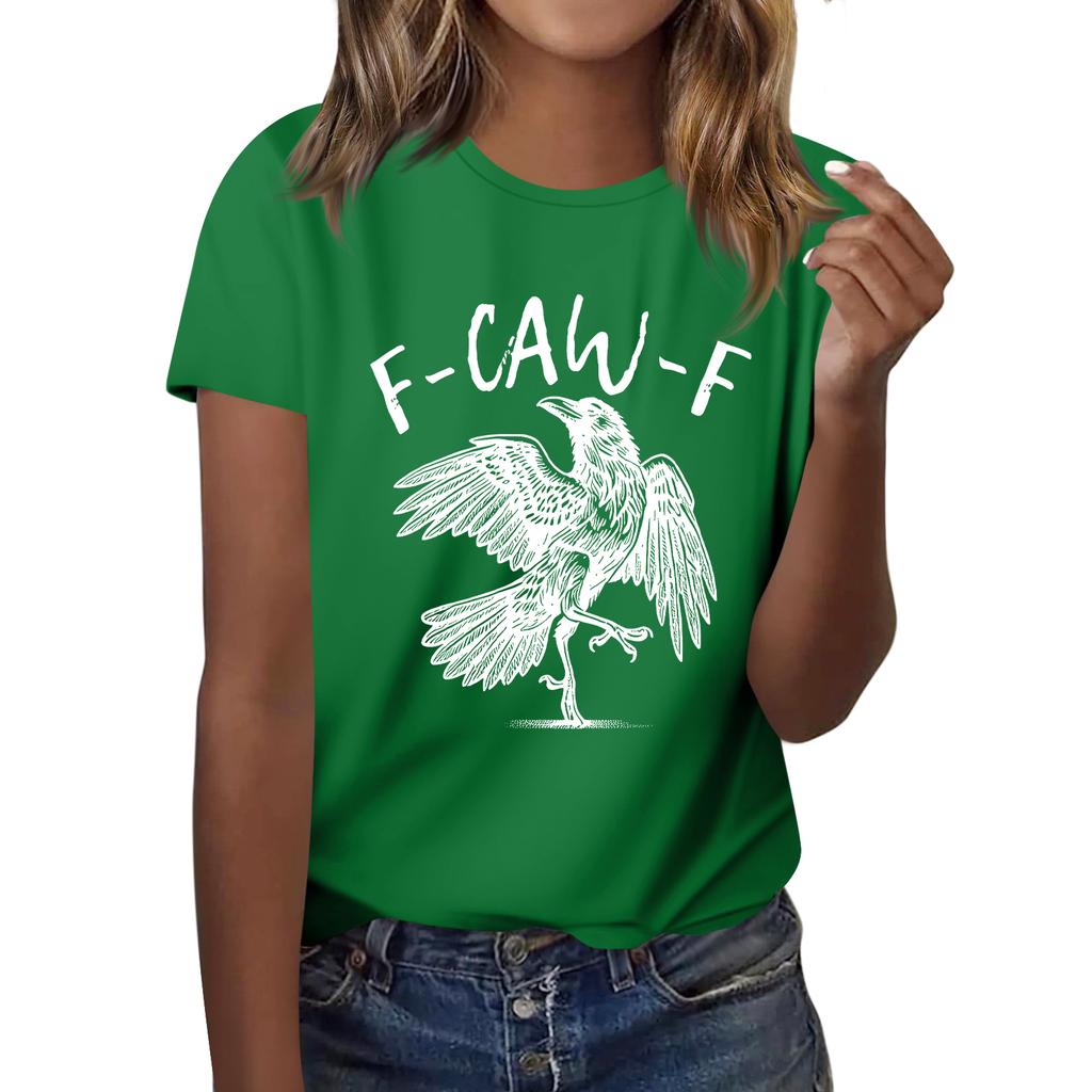 F-CAW-F Women's Casual Letter Print Short-sleeved Top T-shirt