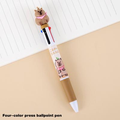 Cartoon Capybara 6-Farben-Kugelschreiber, süßer, mehrfarbiger Gelstift, langlebige Druckstifte, Schul- und Bürobedarf, Studentenschreibwaren