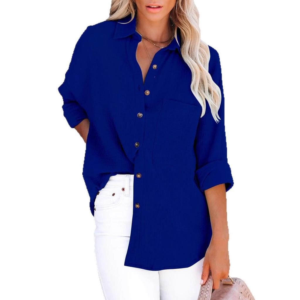 2021 Autumn V-Neck Button Long-Sleeve Cotton & Linen Women's Shirt