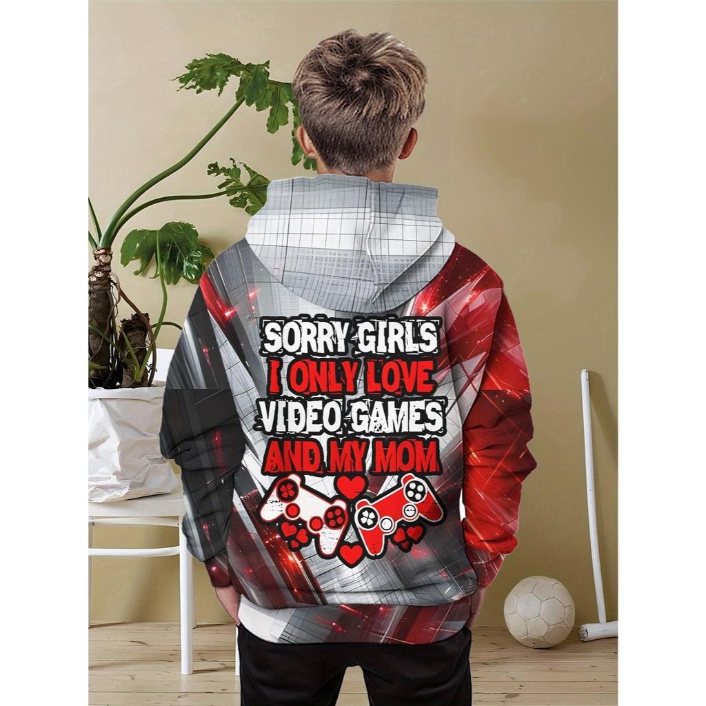 3D Digital Printed Game Controller Pattern, Cool Technology Background Hoodie