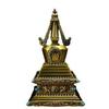 Stupa Sarira Tantrico Tibetano: Porta reliquie oro/bronzo per decorazione buddista domestica.