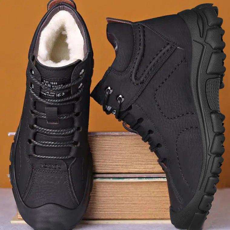 

Winter new thermal leather shoes cotton shoes piled and thickened casual men s cotton shoes men s high-top outdoor trendy snow boots 39