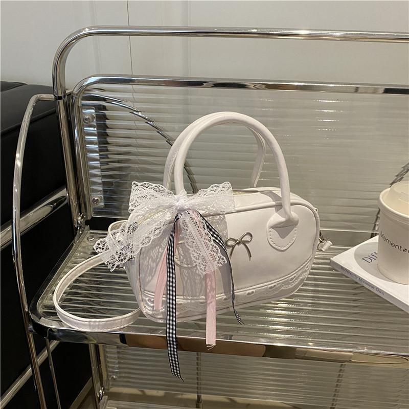 Niche Versatile Cute Lace Portable Boston Bag Women's 2025 Summer New High-end Shoulder Messenger Bag