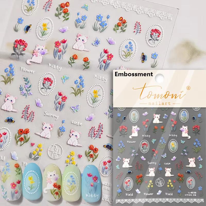 1pcs Cute Sketching Graffiti Animal Cat Dog Rabbit Bear Laser Nail Art Sticker Designs Self Adhesive Decoration Decal Acessories
