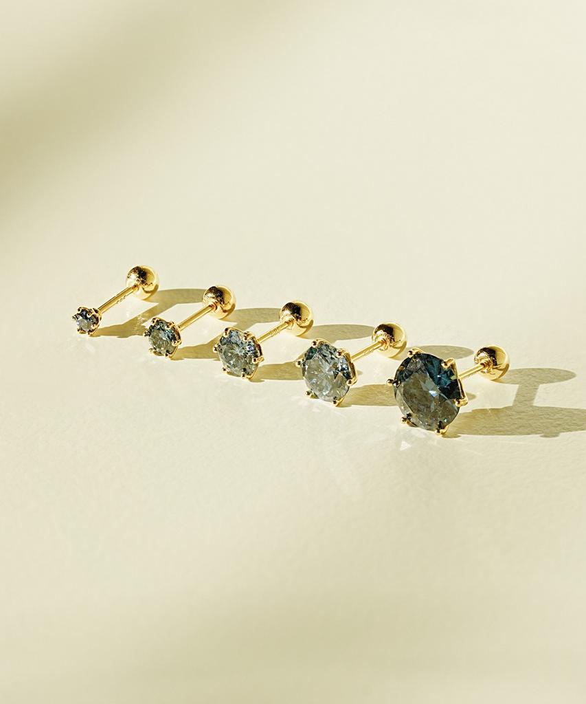 Minimalpiercing 14K Moissanite Diamond Sapphire Noble Piercing Earrings