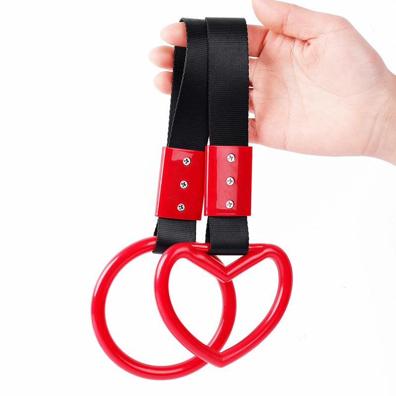 Car JDM Round Heart Pendant Handle Hand Strap  Rear Bumper Warning Hanging Oranament Car Train Bus Auto Decoration