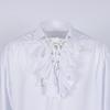 Medieval Long Sleeve Ruffled Puff Sleeve Top with Turn-Down Collar - Vintage Solid Color COS Costume Shirt
