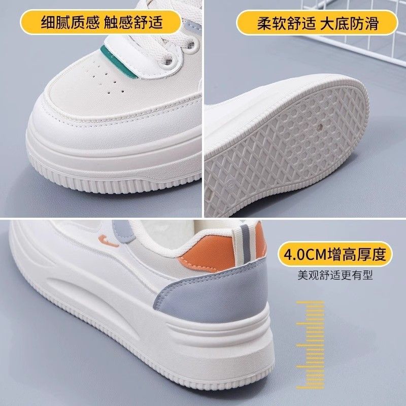 Board shoes women's 2025 popular women's soft-soled lightweight and versatile white shoes fashionable height increase comfortable thick-soled versatil