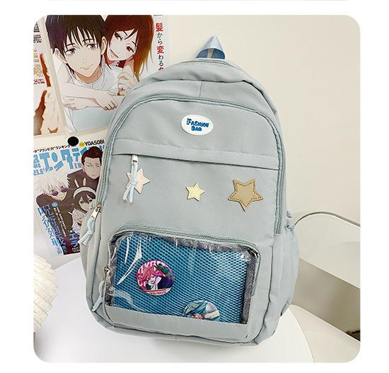 Schoolbag Japanese Ins Cute Soft Girl Travel Bag Transparent Bag Large Capacity College Style Girl Primary and Secondary School Student Backpack