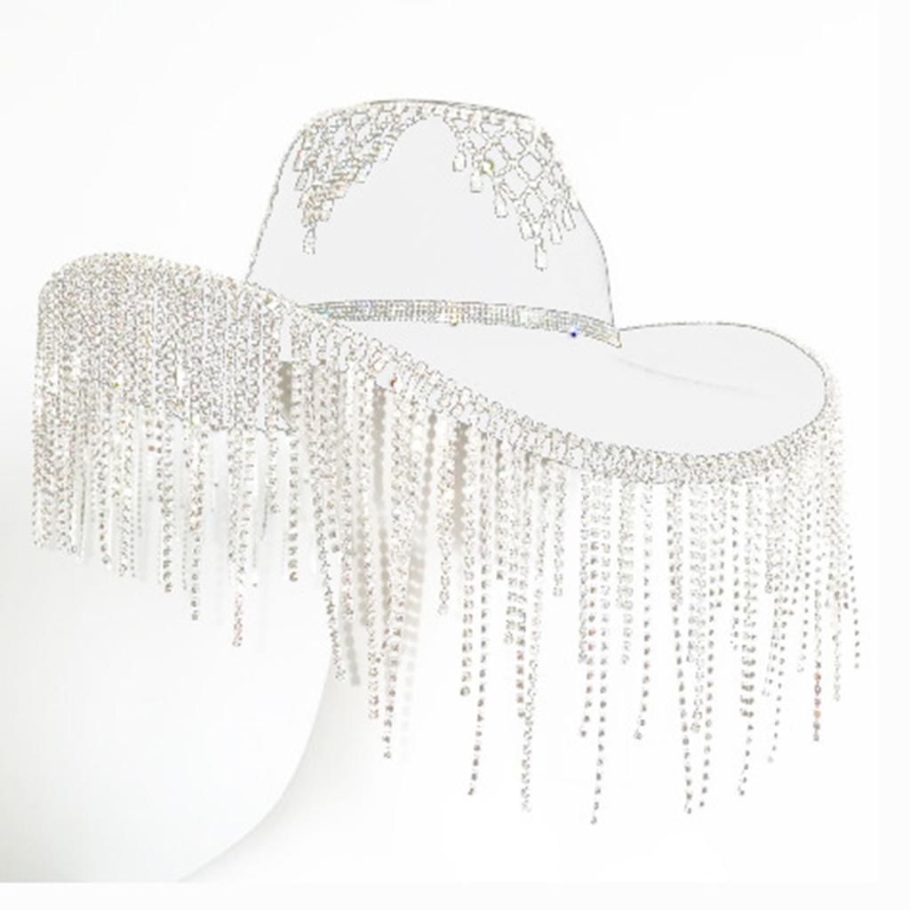 Rhinestones Cowgirl Hat for Women Teens Girls Carnivals Party Hat Lady Bachelorette Party Headgear Photography Accessory