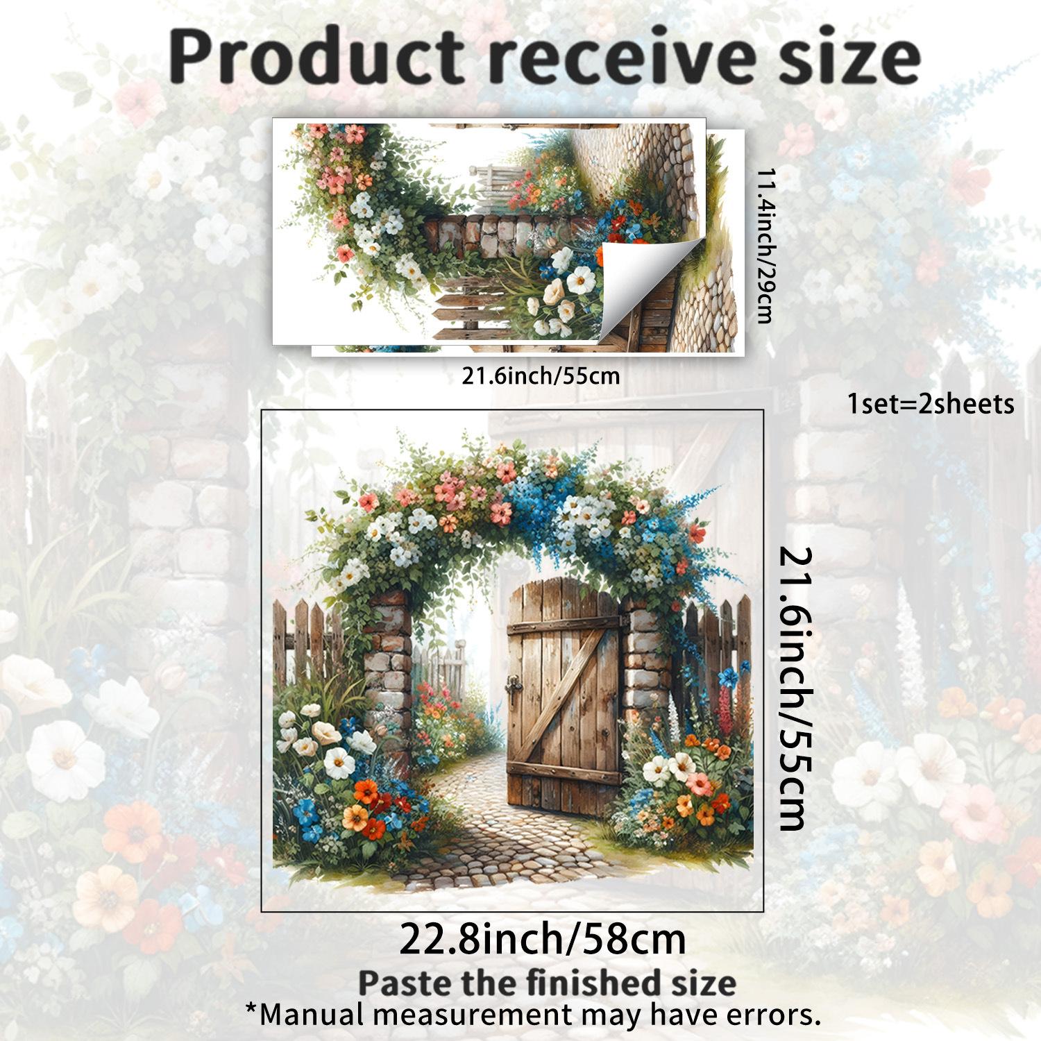 Fairy Tale Garden Wooden Door Wall Sticker for Children s Room Background Wall Decoration Sticker
