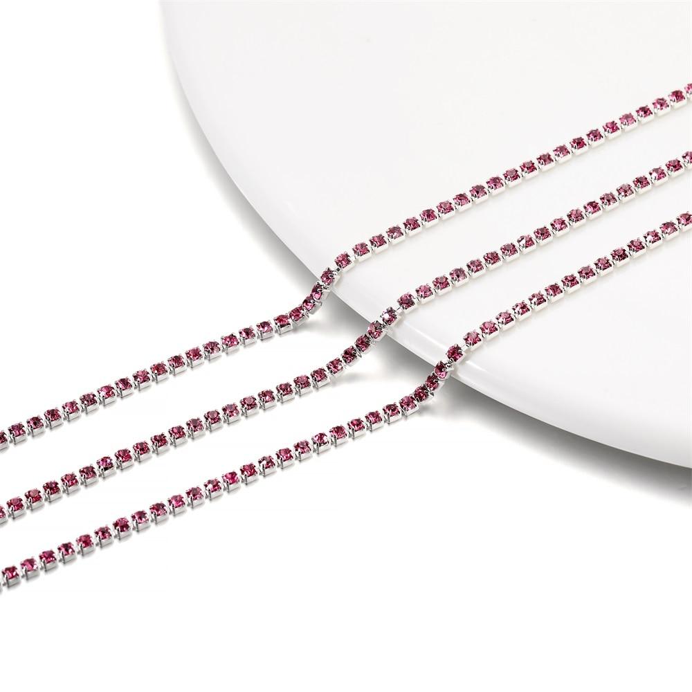 

1-метровий ланцюжок зі стразами, срібна основа, скляні стрази, барвисті оздоблювальні ланцюжки для чашок для намиста своїми руками, аксесуари для виготовлення прикрас