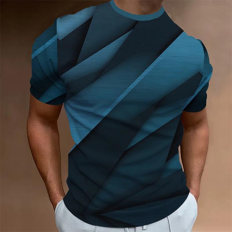 2024 Simple Men's T-shirt Geometric Pattern 3d Print Tee Shirts Daily Casual Male Clothing Oversized Short Sleeve Tees Tops 4XL