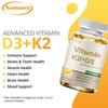 Vitamin K2+D3 Capsules - Contains Vitamin K2 As MK-7 and D3 - Supports Calcium for Bone and Immune Health