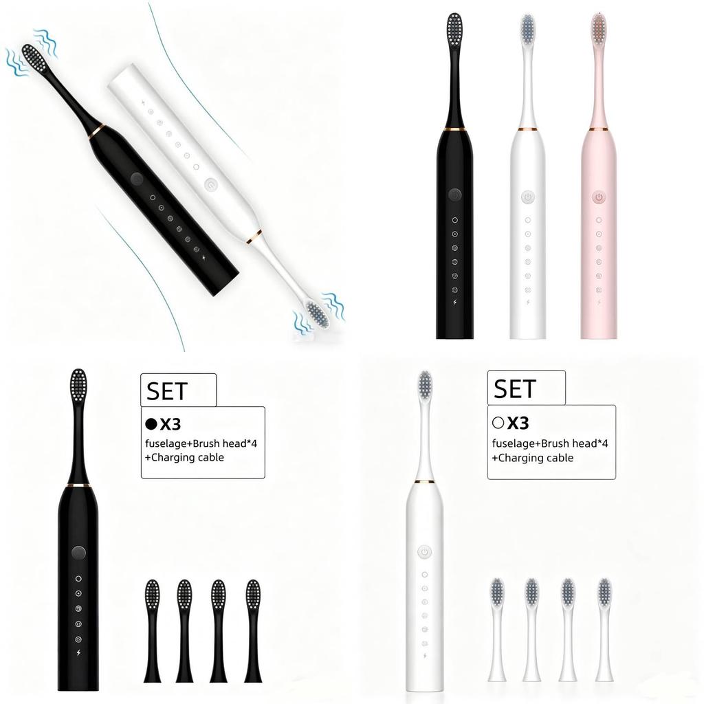 Portable Electric Toothbrush Set For Adults With Soft Bristles And Multimode Functionality