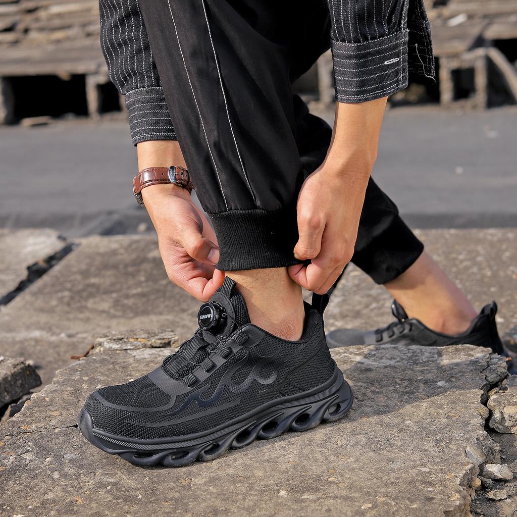 Rotating Button Safety Shoes Men and Women Steel Toe Sneaker Work Shoes Man Puncture Proof Work Safety Boots Protective Shoes