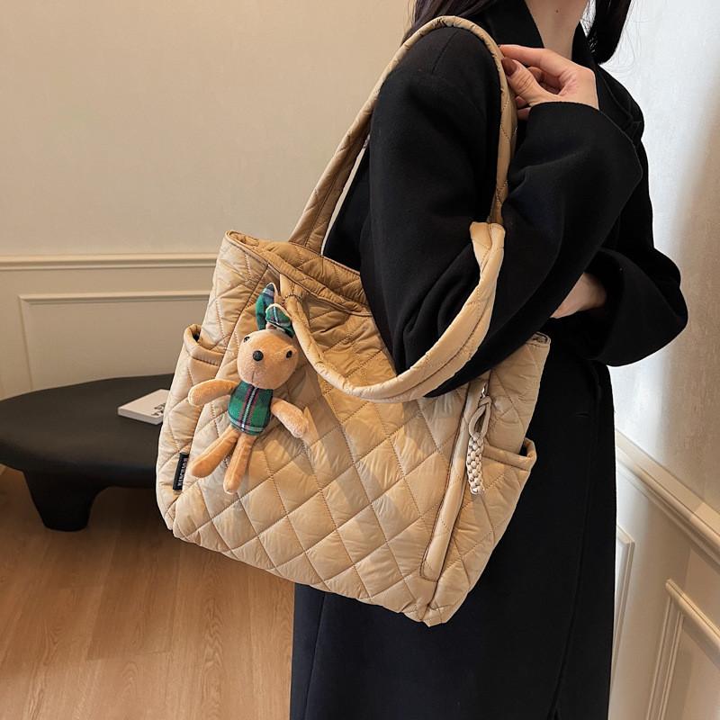 IELGY Ladies Tote Bag Cotton Clothes Large Capacity Commuter Portable Korean Version Fashion One-Shoulder Messenger Bag