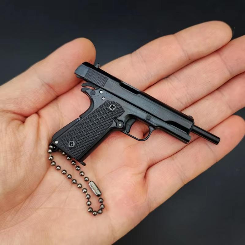 2026 New Mini 1:3 Full Metal 1911 Gun Model Toy Keychain Pendant Removable Decompression Gadget for Men Gift Desk Decoration