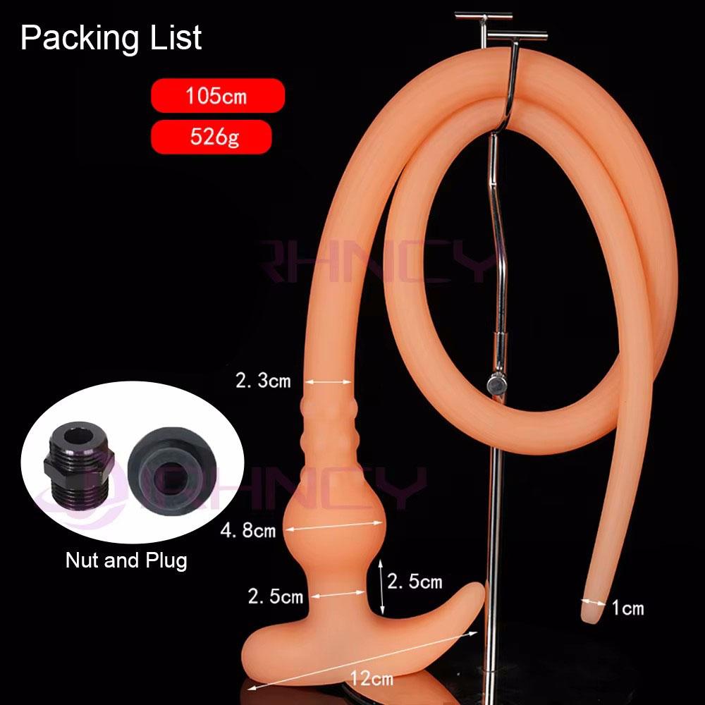 105cm Long Anal Plug Soft Silicone Hollow Anal Plug BDSM Enema Flushing Long Butt Plug Anal Sex Toys for Women Men Butplug