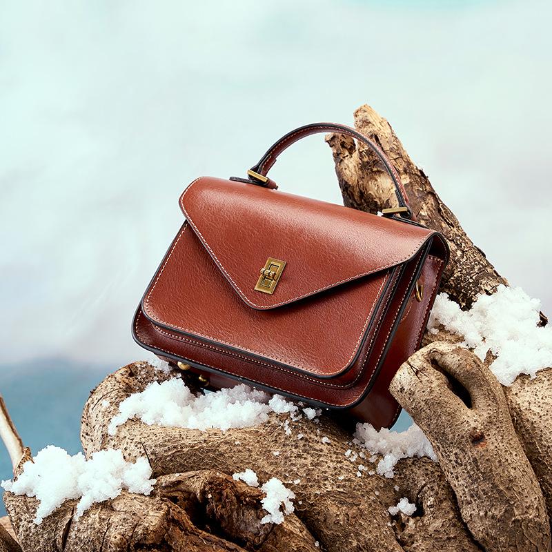 

2025 Women s Genuine Leather Cowhide Handbag - High-End, Simple & Elegant зелений