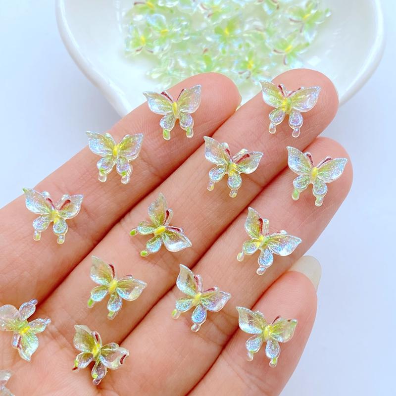 

50Pcs New Cute Mini 9*11mm Shiny Butterfly Flat Back Resin Scrapbooking DIY Jewelry Craft Decoration Accessories