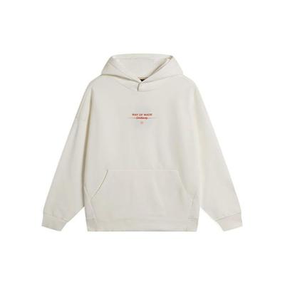 Li-Ning Wade Series Solid Color Letter Print Loose-Fit Fleece-Lined Hoodie Unisex Hoodie Milk-White AWDSC39-8