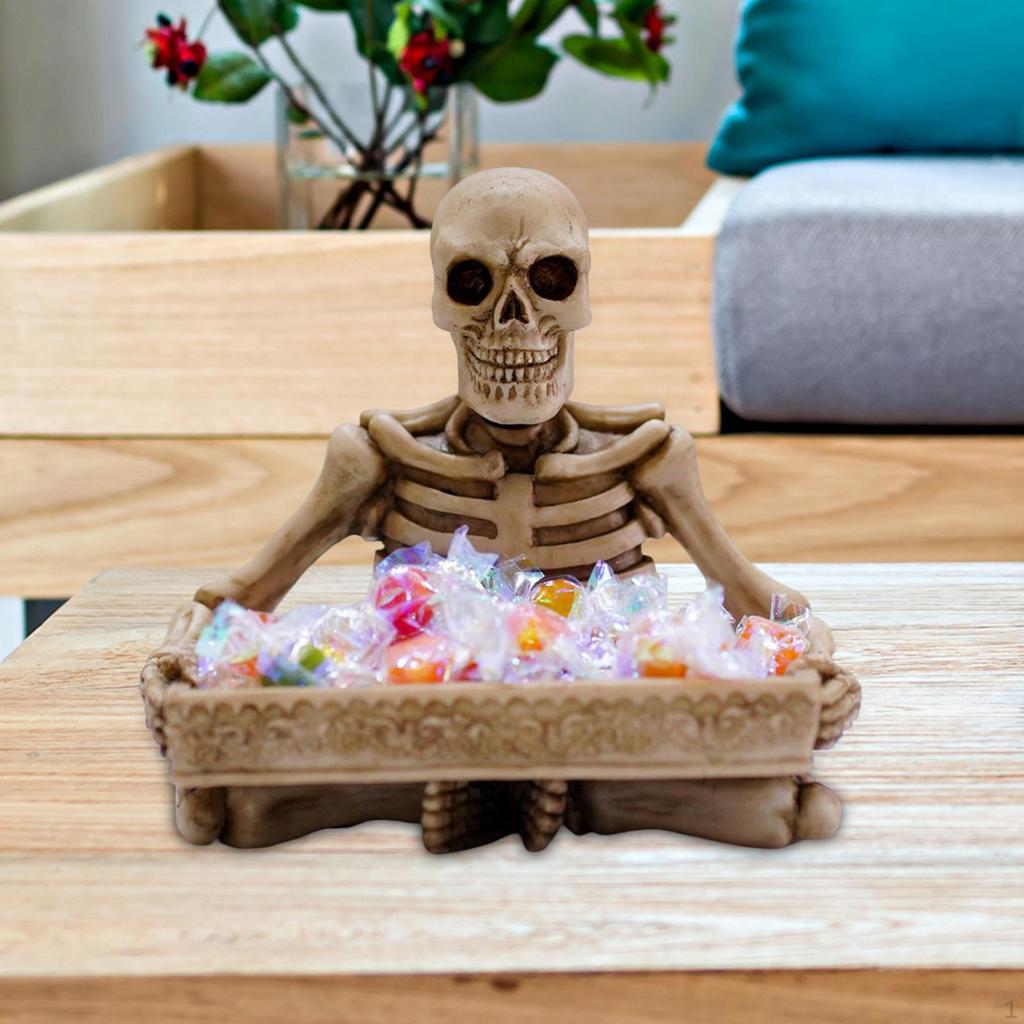 Resin Skull Tray Rings Holder Jewelry Box Dish for Party Entrance Office Decor Holds Candy