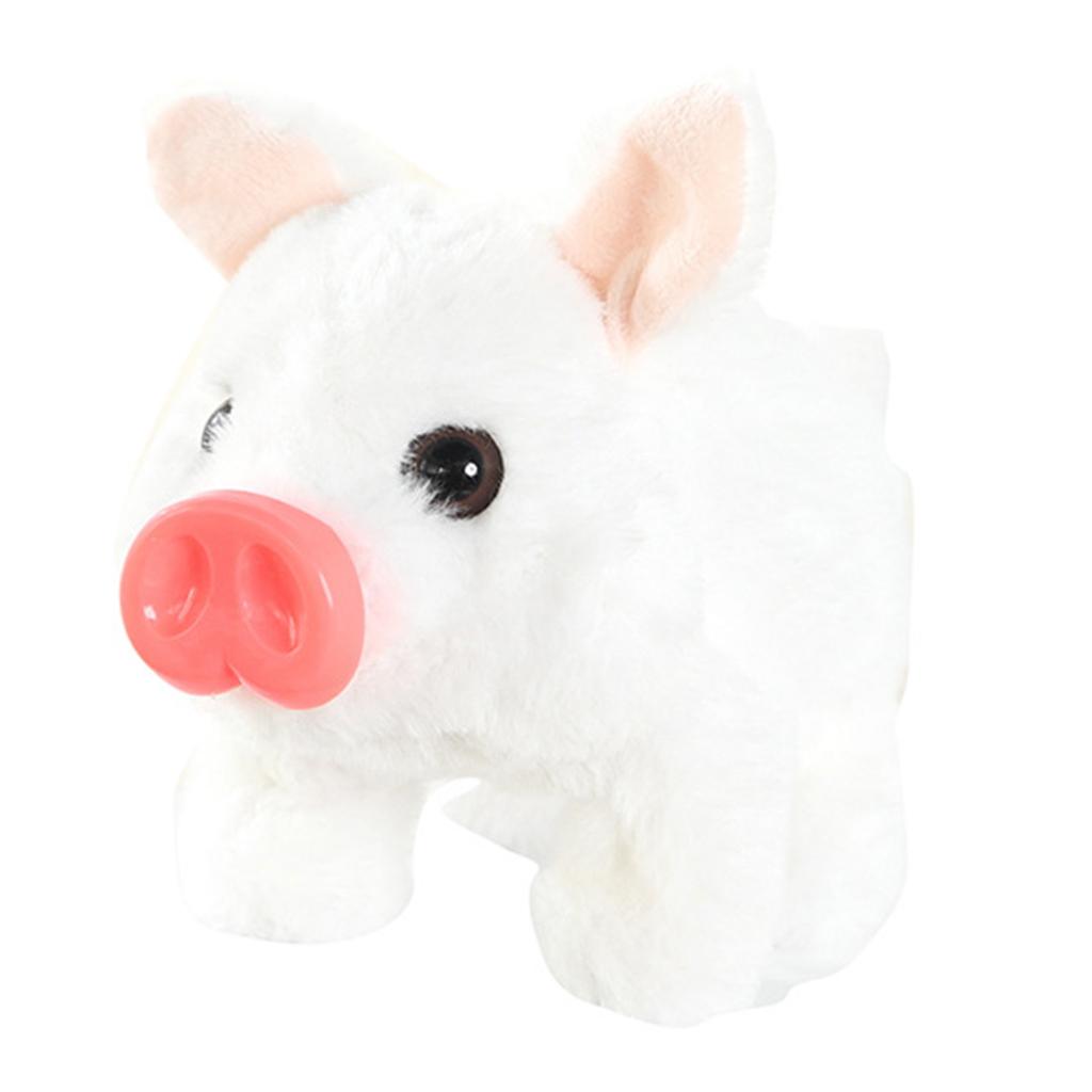 Interactive Electronic Pig Toy with Wagging Tail & Twitching Nose & Oink Sounds Animated Walking Pig Plush Toy for Pets Lovers