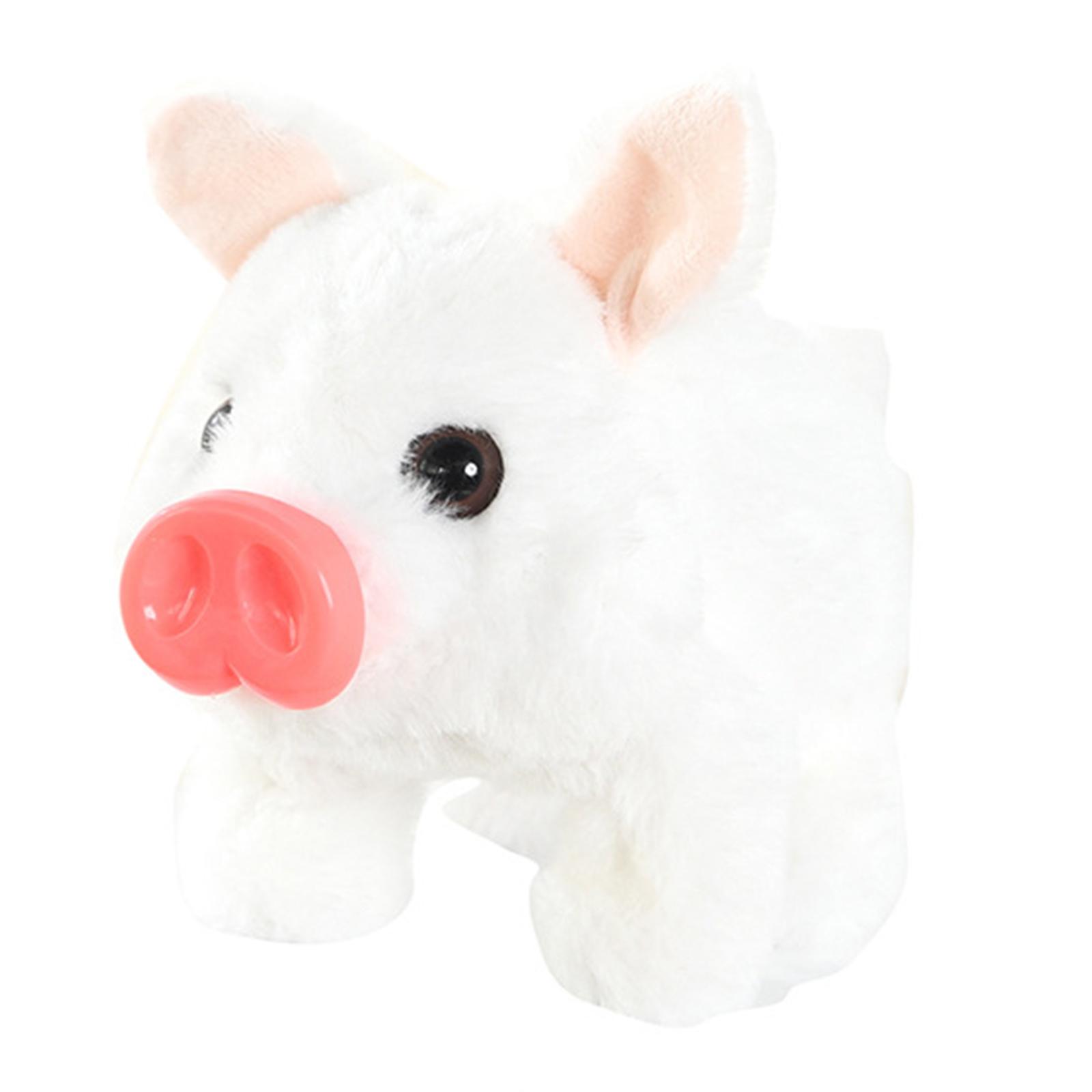 

Electric Pig Plush Realistic Toy with Wagging Tail Twitching Nose Oink Sounds Interactive Electronic Pig Toy for Boys & Girls білий
