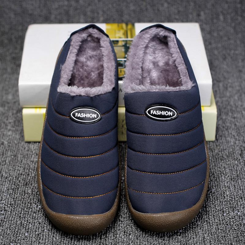 Men's Plush Winter Indoor Slippers - Warm Dual-Use Cotton Shoes for Home
