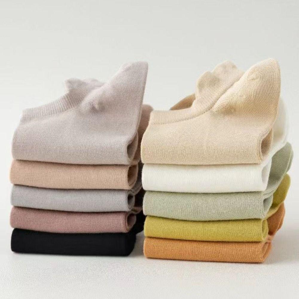 10Pairs Korean Style Invisible Boat Socks Candy Color Ear Lifting Socks Mesh Short Socks  Daily