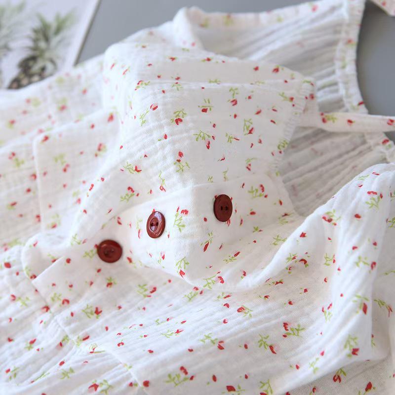 Women's Pure Cotton Crinkle Nightgown, Camisole Style, Breathable & Sweat-Absorbent, Loose-Fit Long Dress