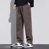 Autumn and winter new velvet thickened casual pants men's American straight tooling warm long pants men's trend