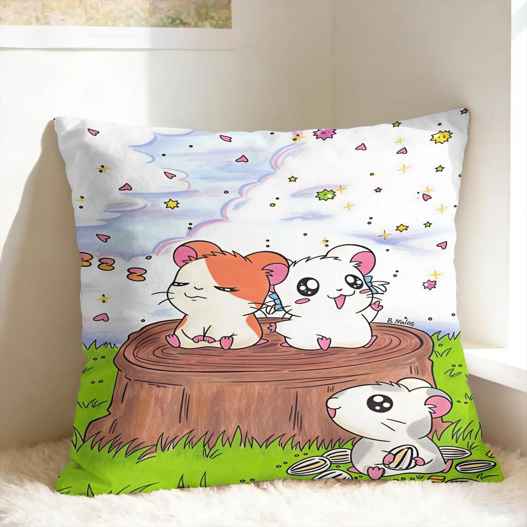 Cute HHamtaroS Mouse Pillow Case Novelty Pillow Cover Comfy Pillowcases For Sofa Home Decoration