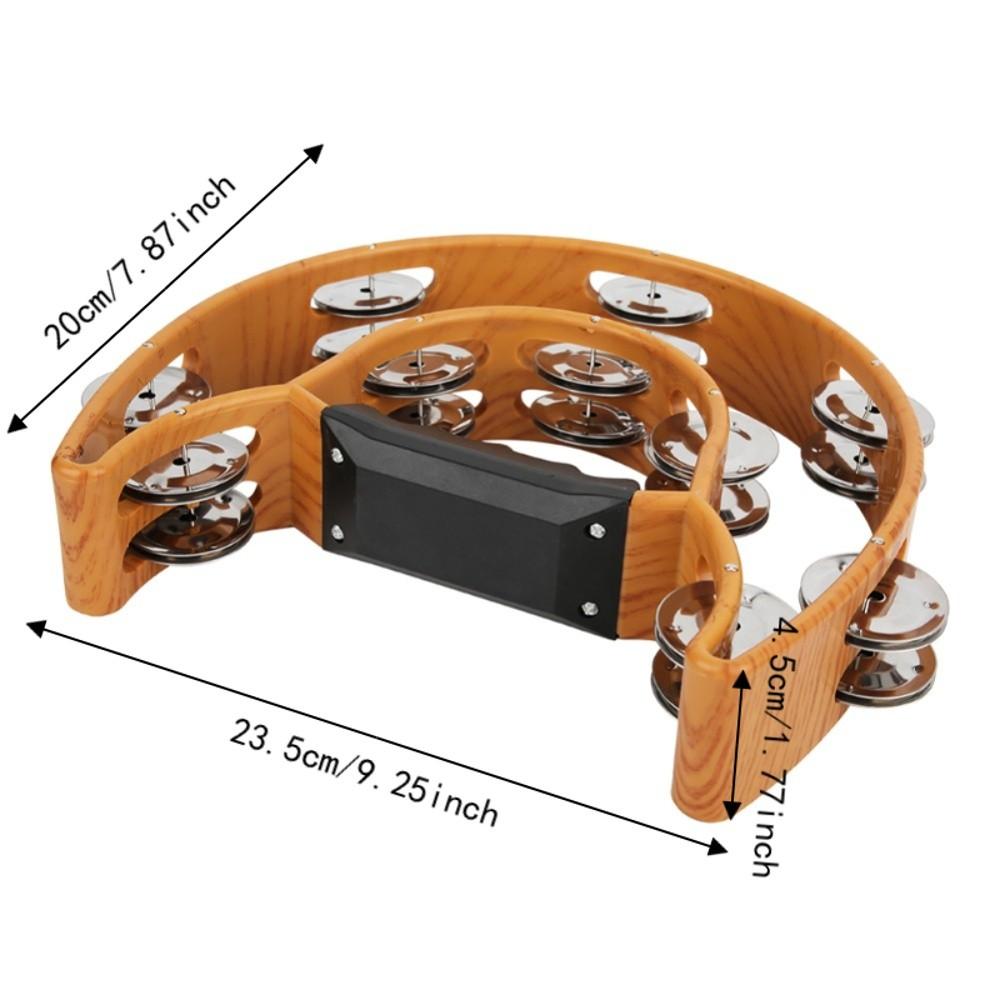 Metal+Plastic Double Row Tambourine Wood Color Half Moon Tambourine Handbell Tambourine  KTV Party