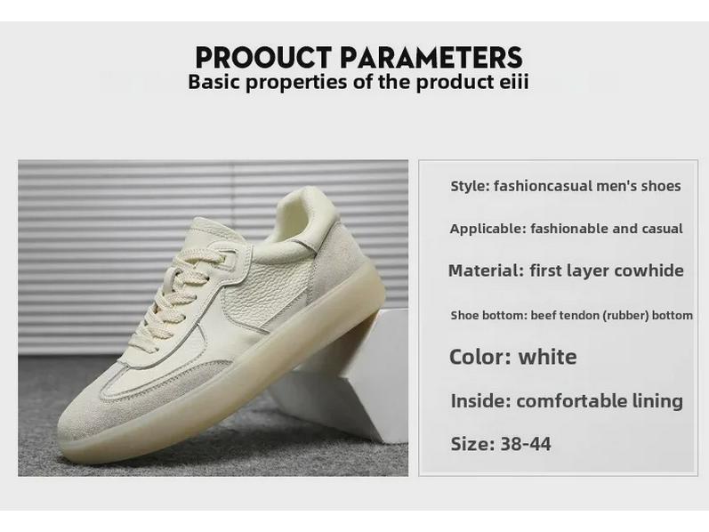 2025 Men's Retro White Leather Casual Trainers - Lightweight, Breathable, Soft Sole