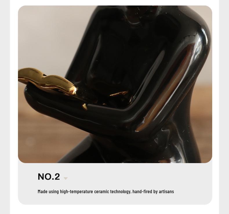 Minimalist Light Luxury Ceramic Bookend Ornament for Home Decor
